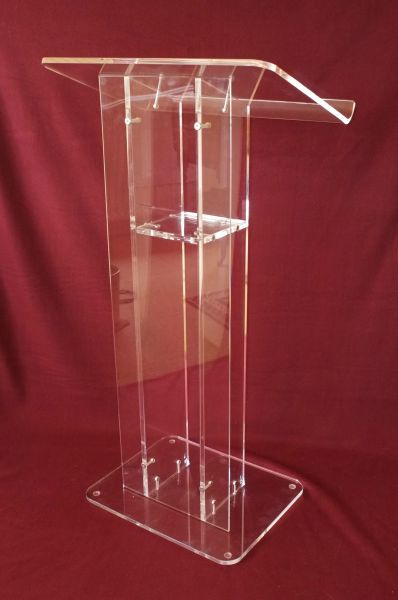 Standard version of pulpit with rectangular clear acrylic front